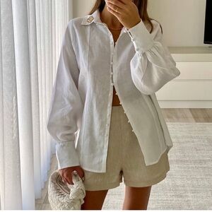 Dissh Jessie Linen Shorts Size 10 (US 6) Beige High Waist Tailored Lined